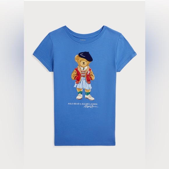 POLO RALPH LAUREN 3PC Polo Bear Set Girl’s Sz L Jersey Tee & Ball Cap w Gift Box - Picture 2 of 14